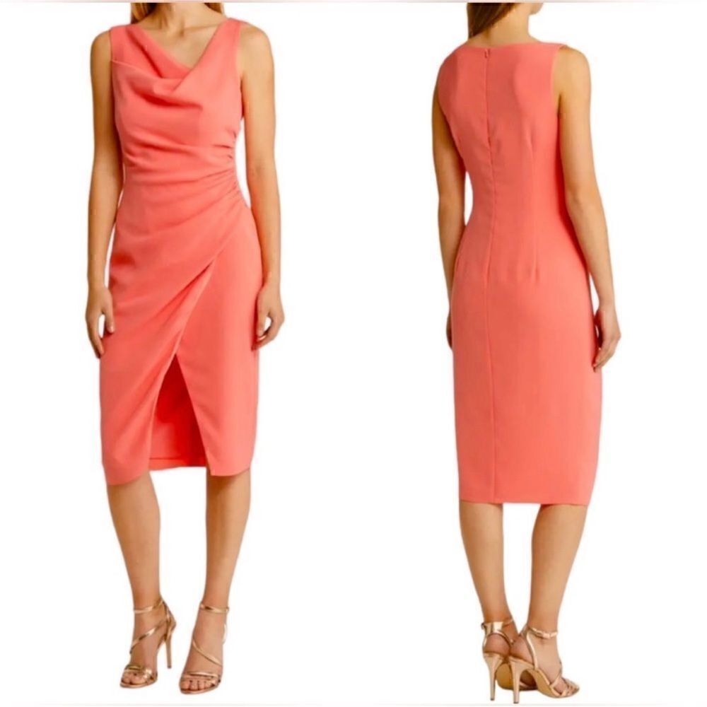 Black Halo NWT Legend Sleeveless Ruched Sheath
Dress in Flamingo Size 6